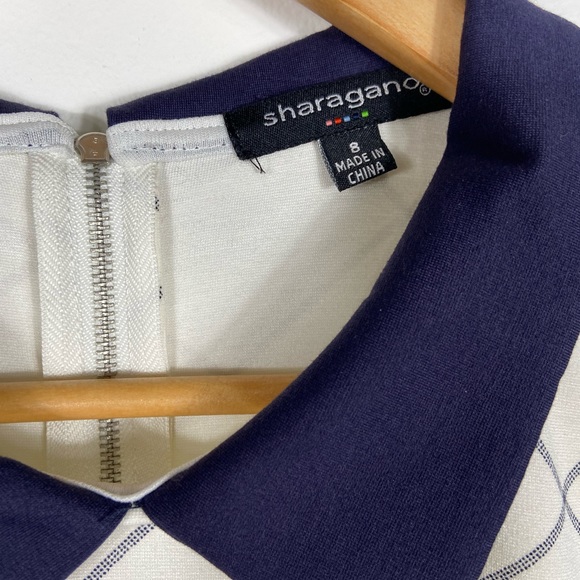 NWT Sharagano Cream and Navy Sleeveless Dress - Picture 3 of 6